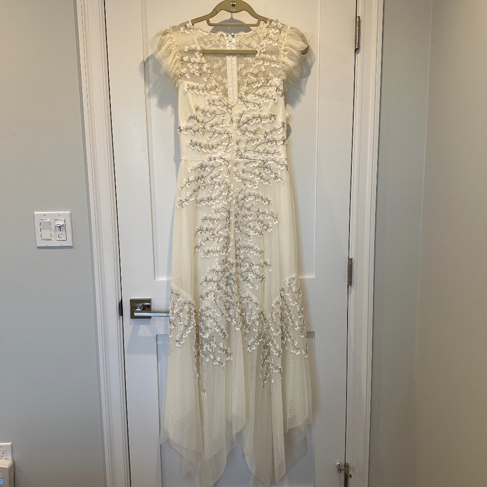 BCBGMAXAZRIA Embroidered Tulle Gown